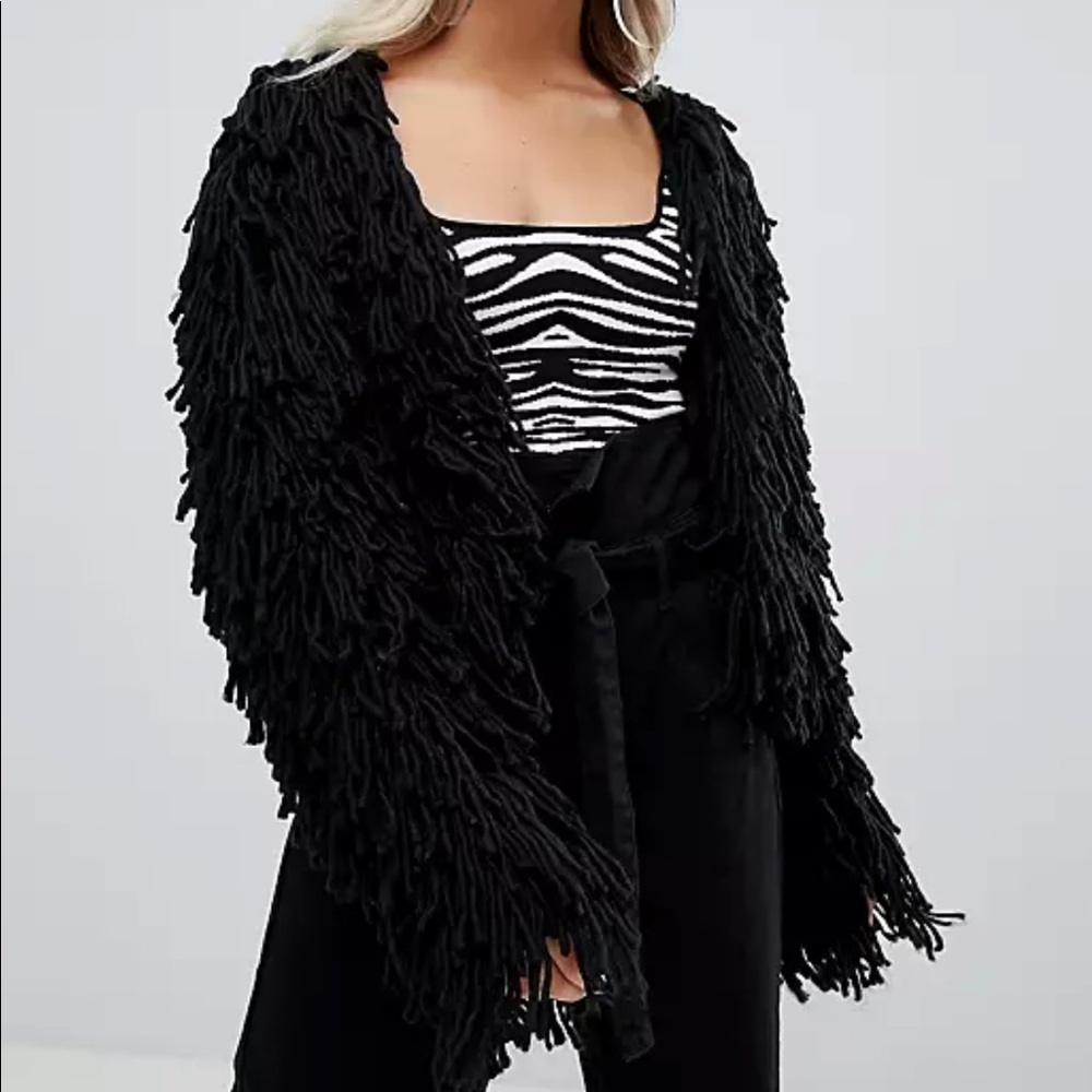 Missguided black shaggy cardigan